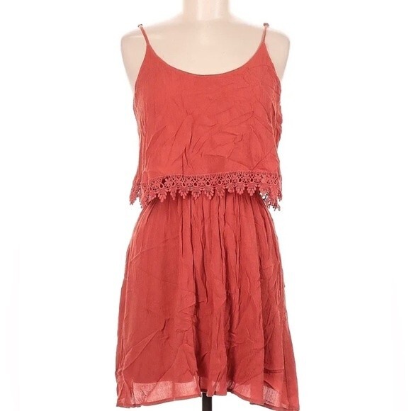 Ruffle and lace coral sundress size large - Picture 3 of 9